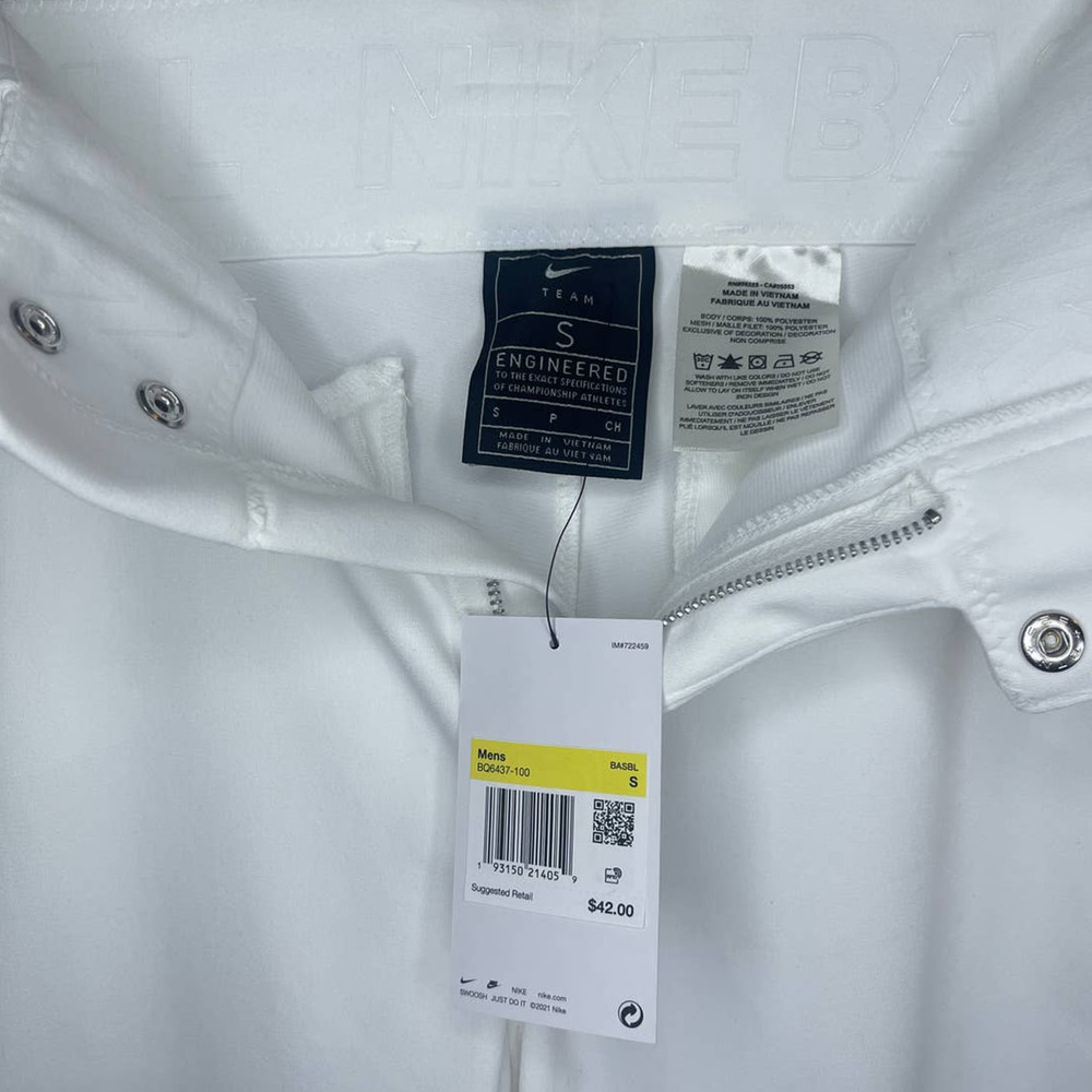NWT Nike Vapor Select High Piped White Baseball Pants Mens Size S (BQ6437-100) - Picture 3 of 6